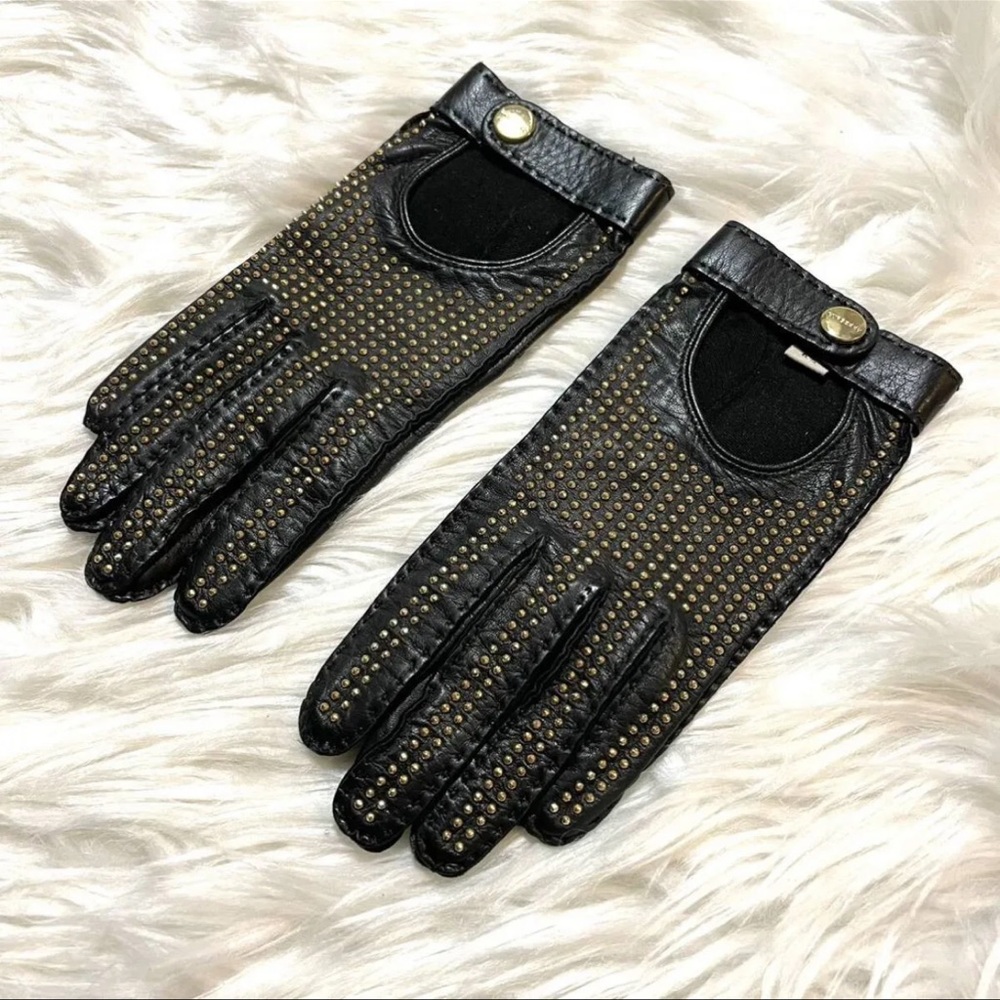 AUTH Burberry studs leather biker gloves black - Picture 6 of 6